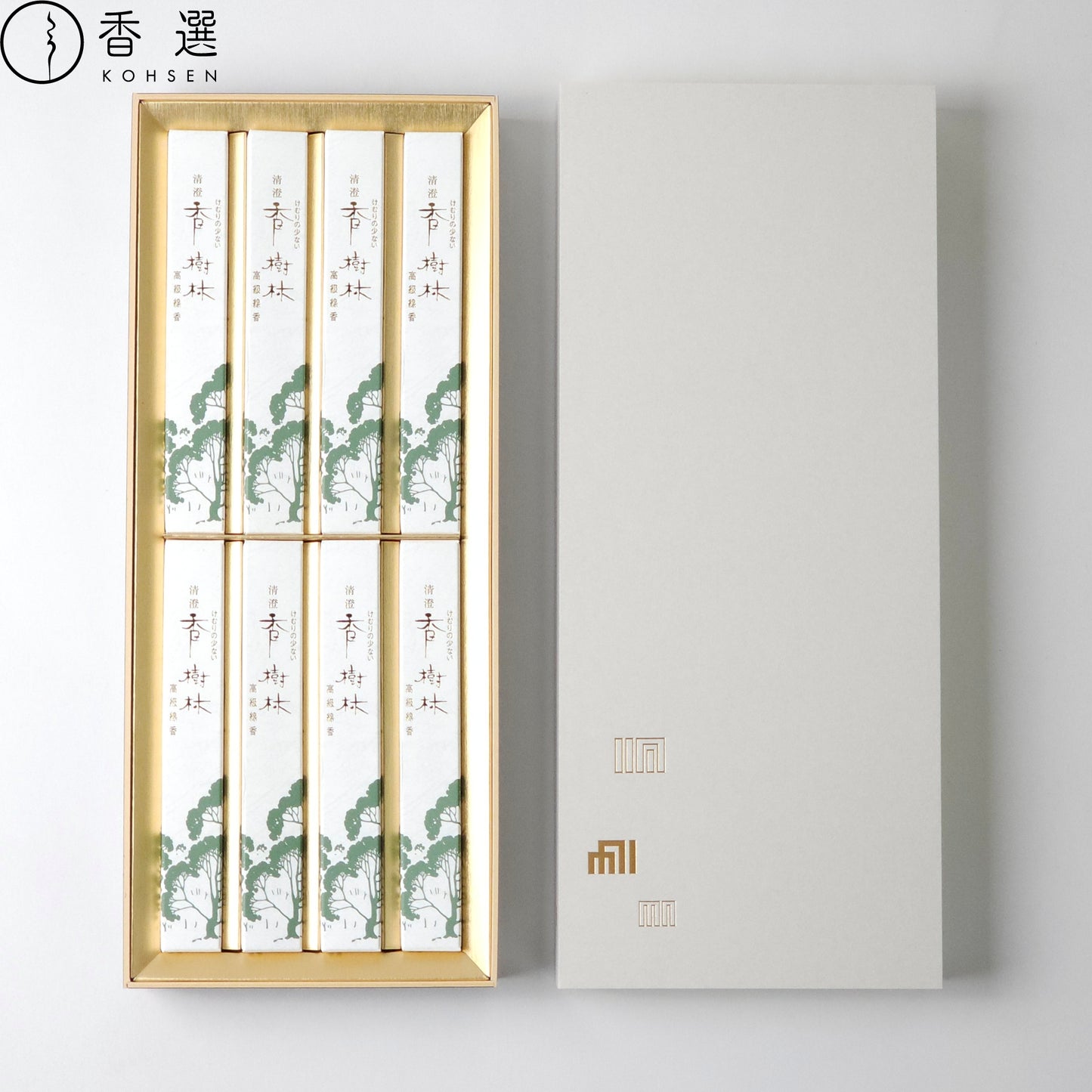 玉初堂のお線香 清澄香樹林 短寸8箱入 化粧紙箱