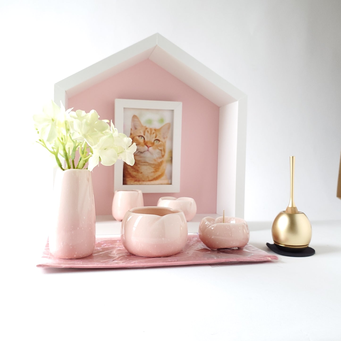 おうちボックス 打敷 陶器 おリン 手元供養セット ピンク