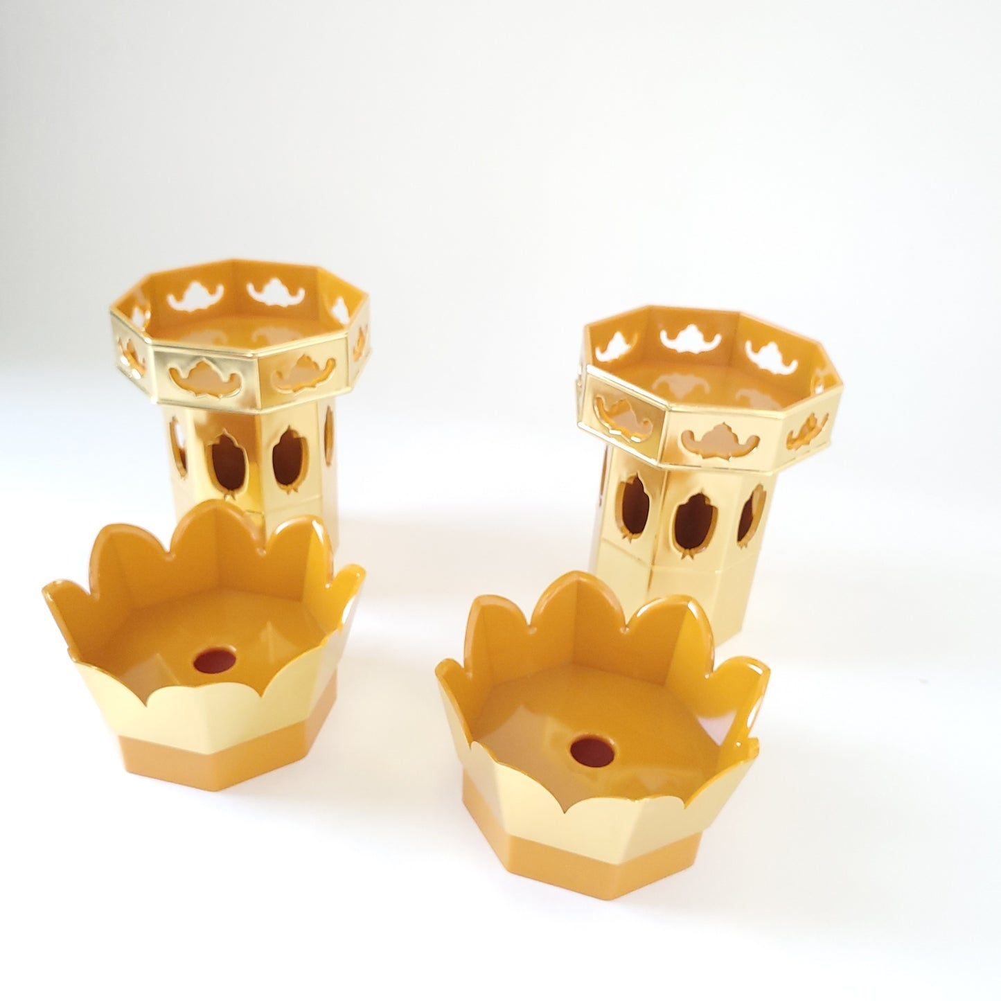 (ク) 八角供花 金色箔 3号  一対 国産