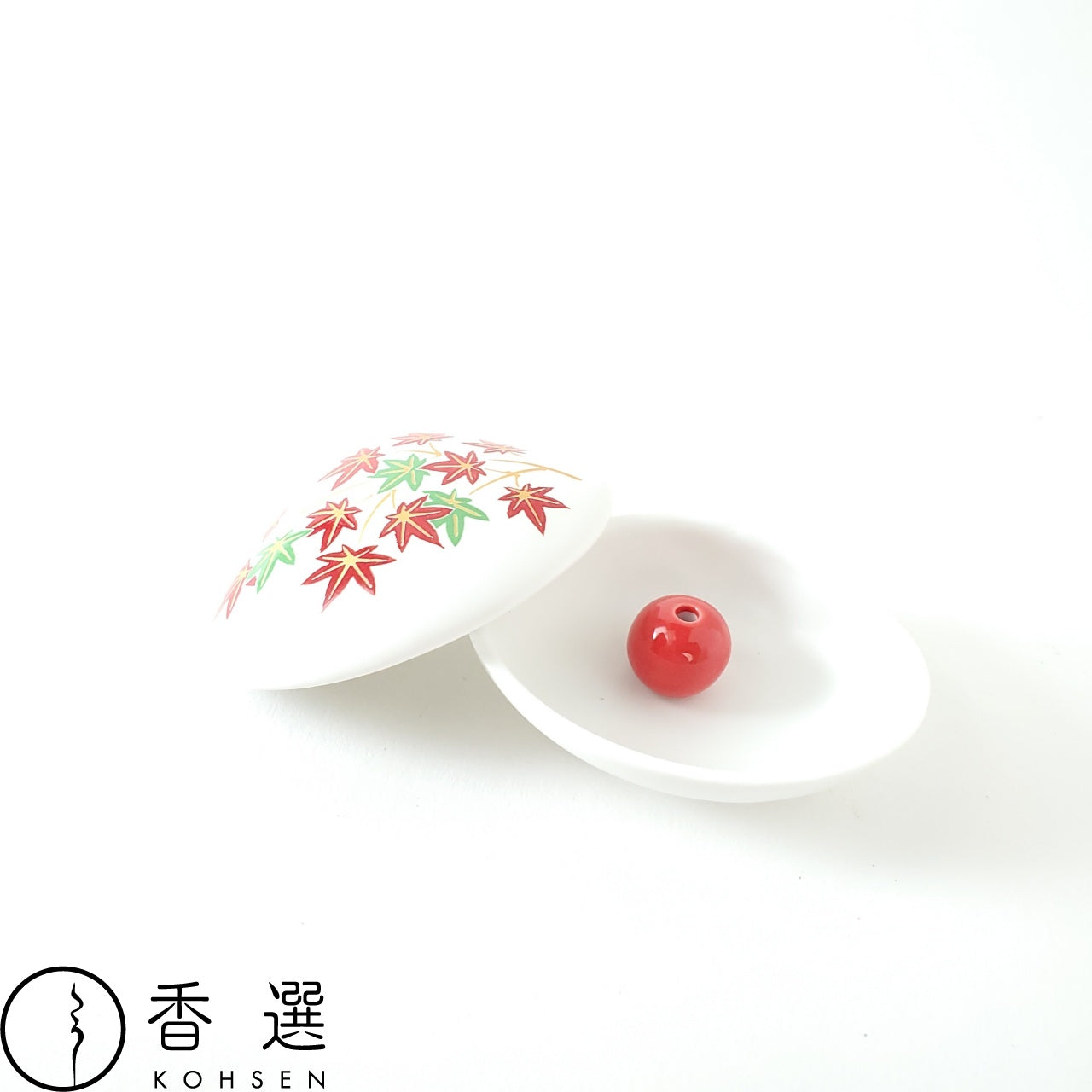 香彩堂 貝合わせ香皿 紅葉(白) お香 インセンス 香立 香立て