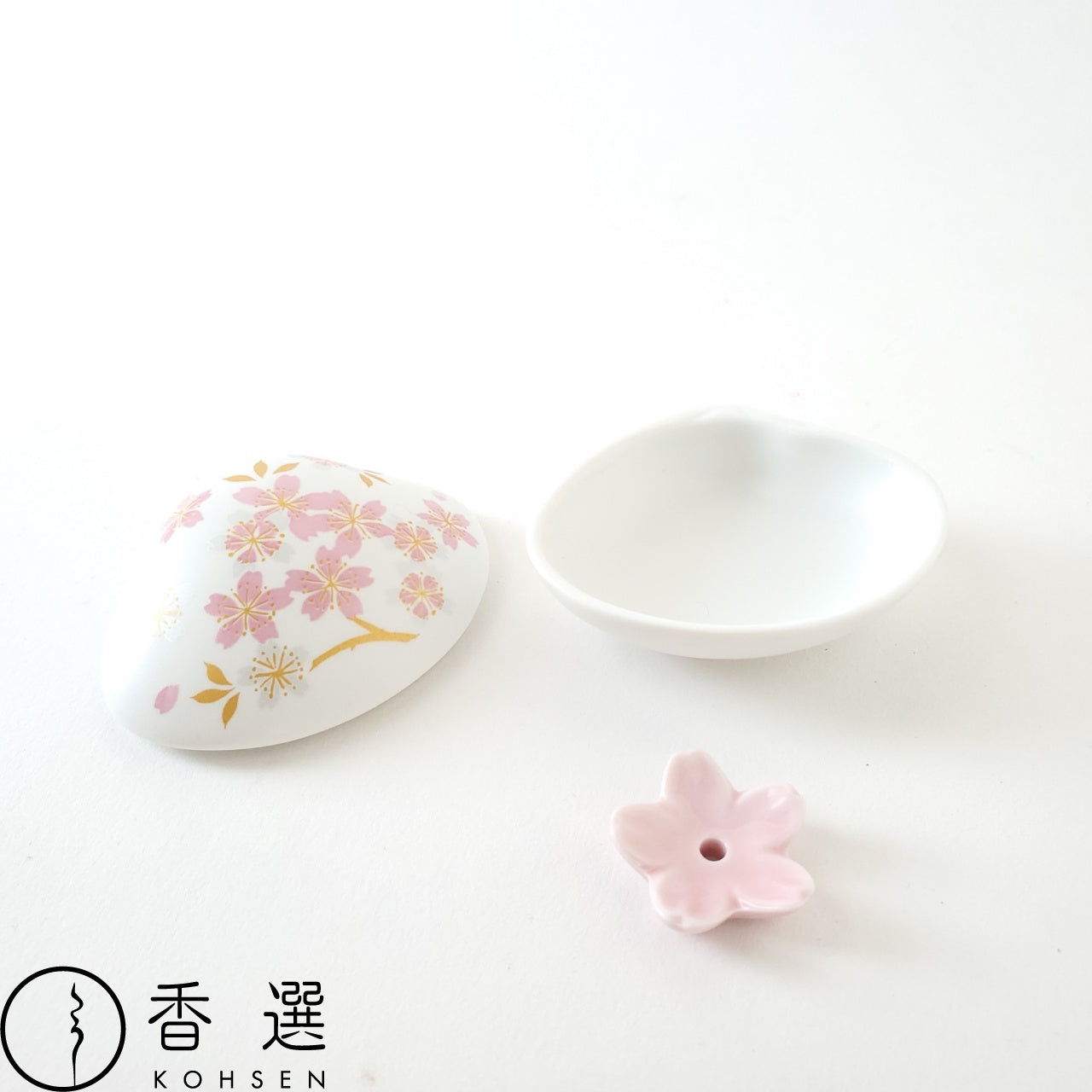 香彩堂 貝合わせ香皿 桜(白) お香 インセンス 香立 香立て